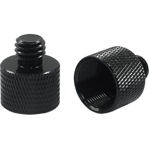 Waziaqoc 2 Pcs Mic Stand Adapter, 5/8 Female to 3/8 Male and 5/8 Female to 1/4 Male Thread Camera Tripod Adapter for Microphone Mounts and Stands (Black)