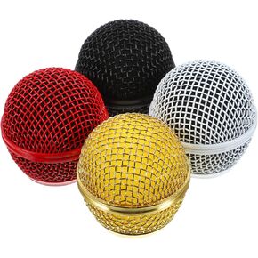 VICASKY 4pcs Microphone Grille Microphone Grill Cover Steel Mesh Microphone Ball Head Microphone Cover Microphone Head Mesh Mic Parts Mesh Microphone Grill Head Mics Replace Supplies Metal