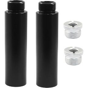 Waziaqoc 2Pcs Mic Stand Extension Tube, 3/8" Female to 5/8" Male Microphone Extension Pipe Extender, Mic Extension Rod Accessories for Desk Boom Arm Stands (Silver)
