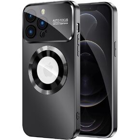 Magnetic for iPhone 16 Pro Max Case, Compatible with MagSafe, Built-in Camera Lens Protector, Logo View, Military Grade Drop Protection Phone Cover, Black