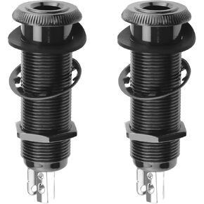Create idea 2Pcs 6.35mm Stereo Barrel Jack Socket with 4 Pin Guitar Bass 1/4" Barrel Jack Cylinder Input Output Jacks Guitar Accessories Copper Black