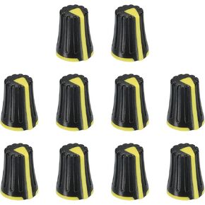 MECCANIXITY Potentiometer Control Knob ABS Guitar Knob for Electric Guitar Power Amplifiers Stereos,Bass 6mm D Type Shaft 270 Degrees Black Yellow 10PCS