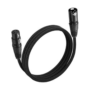 XLR Microphone Cable Male to Female 3 Pin Nylon Braided for Studio Recording and Live Production 10 Feet/3M,Black