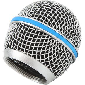 Microphone Grill, Replacement Steel Mesh Microphone Grill Head for Beta58A Microphone, Ball Head Mesh Microphone Grille, Built in Foam Filter