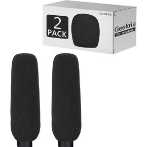 Geekria for Creators Foam Windscreen for 3/4'' (2 CM) Diameter Microphones, Antipop Foam Cover, Mic Wind Cover, Sponge Foam Filter Compatible with Audio-Technica AT875R (4.7 Inch / 2 Pack)