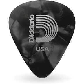 D'Addario Celluloid Guitar Picks - Guitar Accessories - Guitar Picks for Acoustic Guitar, Electric Guitar, Bass Guitar - Natural Feel, Warm Tone - Black, Medium 0.70mm, 25-pack