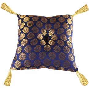 Handmade 5 inches Blue Square Brocade Silk Cushion Pillow For Tibetan Singing Bowl