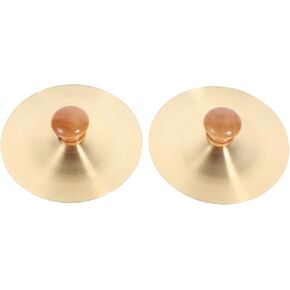 VICASKY 2Pcs Hand Cymbals, Small Marching Cymbal Copper Finger Cymbals Finger Cymbals with Wooden Handles, Copper Band Cymbals, Mini Marching Cymbals, Hand Cymbal