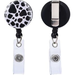 Will Well ID Badge Holder Reel with Clip and Keyring - Heavy-Duty All-Metal Casing with 27.5" UHMWPE Fiber Pull Cord for Durability and Easy Access, Holds up to 8 Keys - 2-Pack, Round, Glossy Black in Kuwait