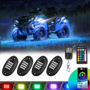 10 Pods RGB LED Rock Lights for Jeep Truck ATV UTV Golf Cart Offroad RZR Pickup SUV, Waterproof Multicolor Underglow Kit for Cars with APP Music Mode, Vehicle Underbody Light Underneath Accent 12-18V