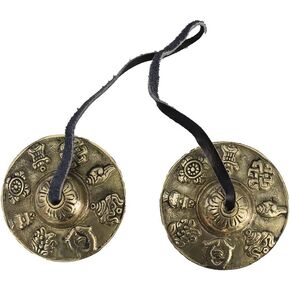 Nepal Handmade Tingsha Bells Yoga Meditation Chimes Cymbals Mindfulness Intruments (Eight Auspicious)