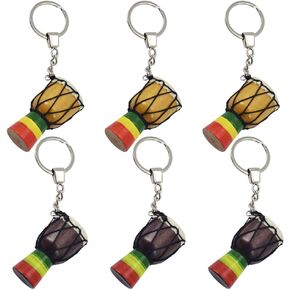 12 Pcs Djembe Drum Keychain Mini Drum Pendant Key Ring Music Instrument Hanging Ornament Djembe Percussion Key Chain Pendant for Teens Men Women