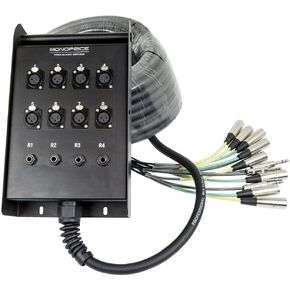 Monoprice 20-Channel Snake & 16 XLR x 4 TRS Stage Box - With 16 Downstream and 4 Upstream Connections, 100 Feet, Black