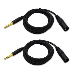 كابل XLR إلى 1/4، كابلات XLR ستيريو مقاس 1/4 بوصة TRS إلى XLR ذكر، كابل ميكروفون متوازن للربط لاستوديو مكبر الصوت - قطعتان من أسلاك تصحيح إدخال القدم بطول 3 أقدام