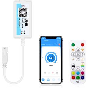 ALITOVE WS2811 Controller WS2812B Bluetooth Addressable LED Controller with RF Remote for WS2812 WS2813 SK6812 SM16703 RGB IC LED Strip Pixel Light DC5V-24V, DIY Color Effects, Music Sync, SP648E
