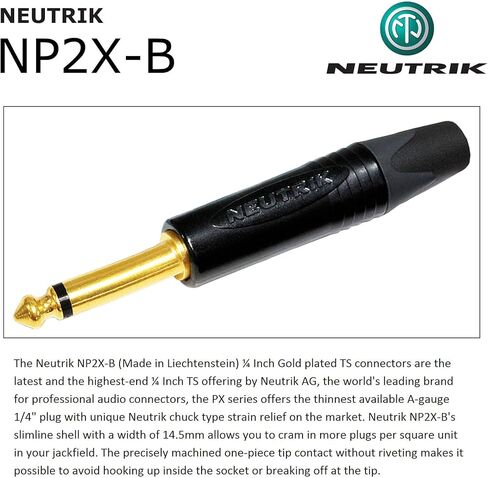 أفضل الكابلات في العالم بطول 12 قدم - Gotham GAC-1 Ultra Pro - كابل أداة جيتار باس ممتاز منخفض الغطاء (21 pf/F) مع نيوتريك ذهبي مستقيم إلى مستقيم (قابس صامت) ¼ بوصة (6.35 مم) مقابس TS - مصنوع حسب الطلب in Saudi Arabia
