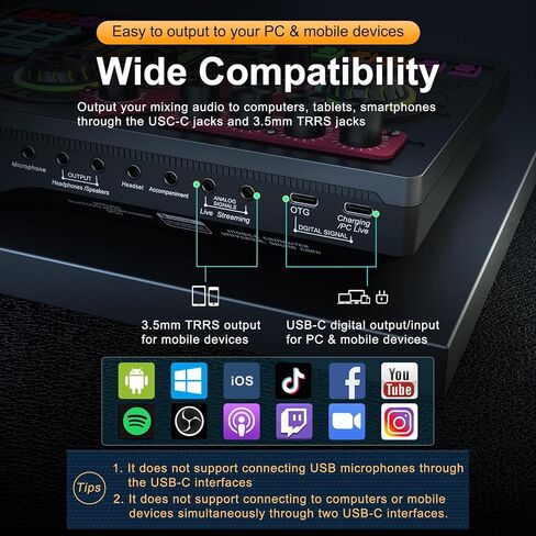 واجهة صوتية مع مغير الصوت، معدات بودكاست لخلاط الصوت، مناسبة لميكروفون XLR/6.35 مم/3.5 مم، لوحة صوت X5 مع ضبط تلقائي للألعاب، الصوت، بطاقة صوت للبث المباشر in Kuwait