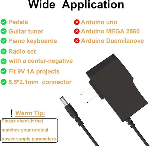 محول إمداد الطاقة Toxaoii 9V لدواسات الجيتار، سلك شاحن محول تيار متردد تيار متردد متوافق مع دواسة تأثيرات BOSS، لوحة مفاتيح البيانو، قابس دواسات تأثيرات الجيتار (9.8 قدم) in Kuwait