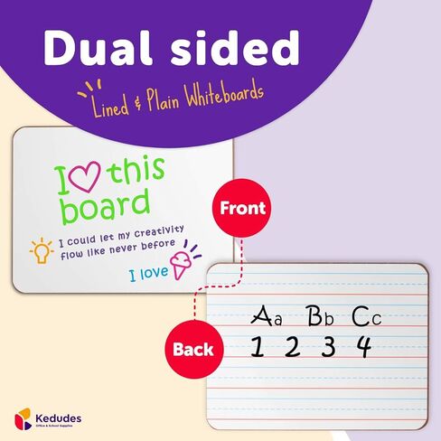 Quality Ruled Dry Erase Lapboard – Double-Sided Magnetic Whiteboard with Lines and Blank Surface for Kids Learning, Math, Writing – Student, Teacher, Homeschool Supplies – 6 Magnetic Markers (9x12") in Kuwait