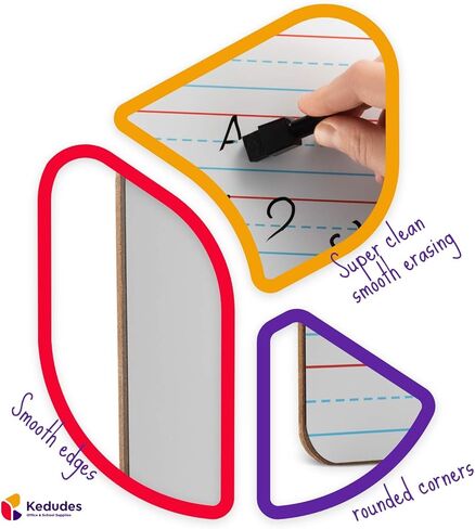 Quality Ruled Dry Erase Lapboard – Double-Sided Magnetic Whiteboard with Lines and Blank Surface for Kids Learning, Math, Writing – Student, Teacher, Homeschool Supplies – 6 Magnetic Markers (9x12") in Kuwait