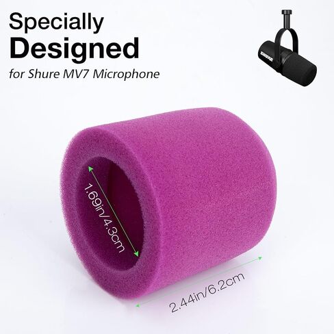 MV7 Pop Filter for Shure Mic - Microphone Cover Compatible with Shure mv7, Soundproofing Noise Reduction, Improving Sound Quality, Pop Filter for Shure Microphone by SUNMON（Purple） in Saudi Arabia