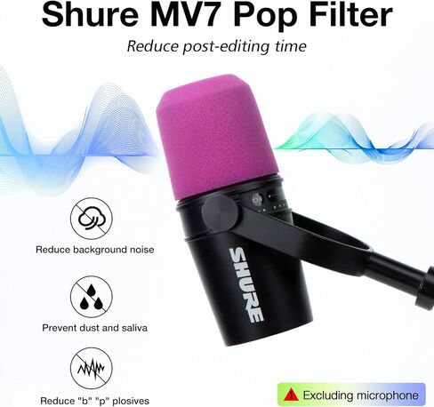 MV7 Pop Filter for Shure Mic - Microphone Cover Compatible with Shure mv7, Soundproofing Noise Reduction, Improving Sound Quality, Pop Filter for Shure Microphone by SUNMON（Purple） in Saudi Arabia