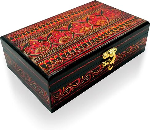 صندوق مجوهرات خشبي من ARRC| صندوق تخزين المجوهرات المزخرف للخواتم والسلاسل والأساور والمجوهرات| صندوق تخزين عتيق بتصميم نيون لطاولة الزينة والطعام in Kuwait