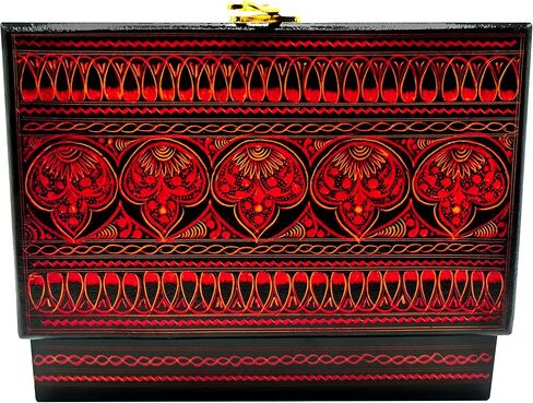 صندوق مجوهرات خشبي من ARRC| صندوق تخزين المجوهرات المزخرف للخواتم والسلاسل والأساور والمجوهرات| صندوق تخزين عتيق بتصميم نيون لطاولة الزينة والطعام in Kuwait