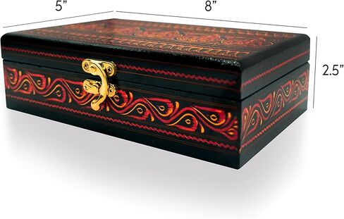 صندوق مجوهرات خشبي من ARRC| صندوق تخزين المجوهرات المزخرف للخواتم والسلاسل والأساور والمجوهرات| صندوق تخزين عتيق بتصميم نيون لطاولة الزينة والطعام in Kuwait