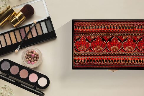 صندوق مجوهرات خشبي من ARRC| صندوق تخزين المجوهرات المزخرف للخواتم والسلاسل والأساور والمجوهرات| صندوق تخزين عتيق بتصميم نيون لطاولة الزينة والطعام in Kuwait