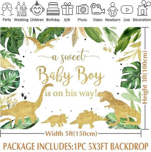 خلفيات استحمام الطفل من Avezano Dinosaur Roar It's a Boy Baby Shower ديكورات حفلات خلفية دينو موضوع الفقس قريبًا لوازم لافتة عيد ميلاد الطفل حديث الولادة (7 × 5 أقدام) in Saudi Arabia