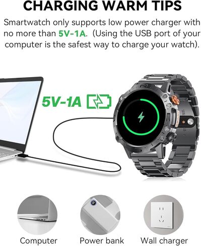 ساعة PODOEIL العسكرية الذكية للرجال مع مكالمة بلوتوث، شاشة عرض AMOLED مقاس 1.43 بوصة تعمل دائمًا لنظام التشغيل iOS Samsung Android، أكثر من 100 وضع رياضي لتتبع الأنشطة مع مراقبة الصحة ومراقبة النوم in Kuwait