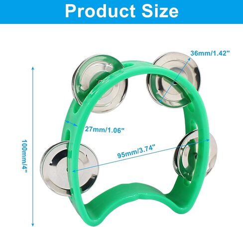 Piutouyar 4 Pack Plastic Tambourine Musical Instrument, 4 Colors Half Circle Tambourine with 4 Jingle Bells Mini Handheld Tambourine Percussion Bulk Plastic Musical Tambourine for School, Party, Band in Saudi Arabia