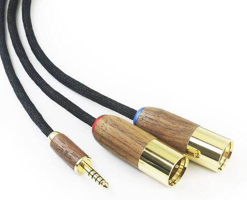 NewFantasia 4.4 مم ذكر متوازن إلى 2 XLR ذكر مزدوج XLR ذكر كابل محول الصوت 4.4 مم إلى 2 XLR كابل متوازن 6N OCC سلك نحاسي مطلي بالفضة غلاف خشب الجوز 1 متر/3.3أقدام/39 بوصة in Saudi Arabia