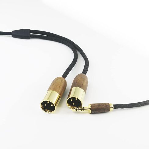 NewFantasia 4.4 مم ذكر متوازن إلى 2 XLR ذكر مزدوج XLR ذكر كابل محول الصوت 4.4 مم إلى 2 XLR كابل متوازن 6N OCC سلك نحاسي مطلي بالفضة غلاف خشب الجوز 1 متر/3.3أقدام/39 بوصة in Saudi Arabia