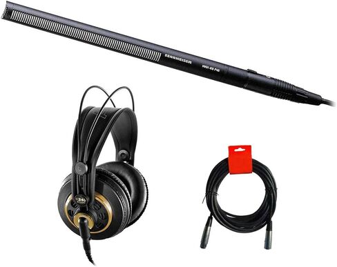 ميكروفون سنهايزر MKH416-P48U3 بمكثف أنبوبي فائق القلب مع سماعات AKG K 240 Studio Pro وحزمة كابل XLR-XLR in Saudi Arabia