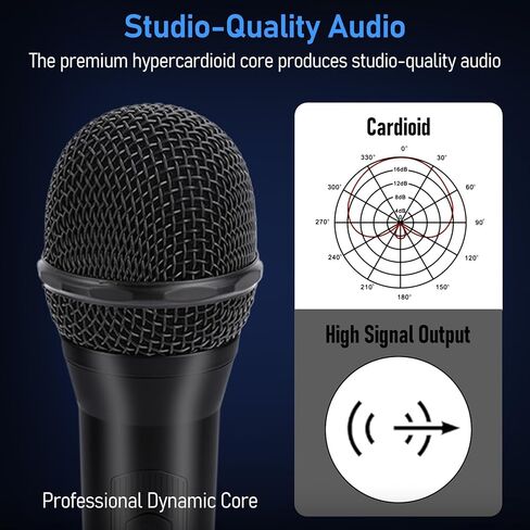 Vocal Microphone for Singing,Dynamic Handheld Wired Karaoke Mic w/ 16.4ft XLR to 1/4" Cable and ON/Off Switch,Cardioid Studio Microphone for Speakers/Mixers/Amp/Speech/Karaoke and Outdoors in Kuwait