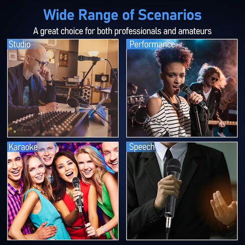 Vocal Microphone for Singing,Dynamic Handheld Wired Karaoke Mic w/ 16.4ft XLR to 1/4" Cable and ON/Off Switch,Cardioid Studio Microphone for Speakers/Mixers/Amp/Speech/Karaoke and Outdoors in Kuwait