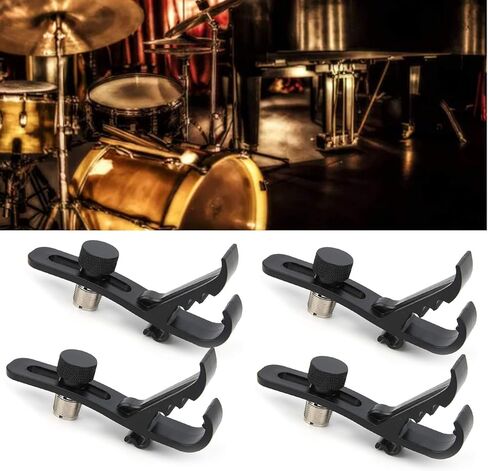Drum Microphone Clip, 4pcs Adjustable Drum Microphone Clamps Shockproof Securing Clamp Mount Holder Drum Rim Mic Clips Musical Instrument Supplies in Saudi Arabia