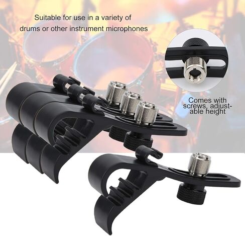 Drum Microphone Clip, 4pcs Adjustable Drum Microphone Clamps Shockproof Securing Clamp Mount Holder Drum Rim Mic Clips Musical Instrument Supplies in Saudi Arabia