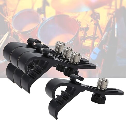 Drum Microphone Clip, 4pcs Adjustable Drum Microphone Clamps Shockproof Securing Clamp Mount Holder Drum Rim Mic Clips Musical Instrument Supplies in Saudi Arabia