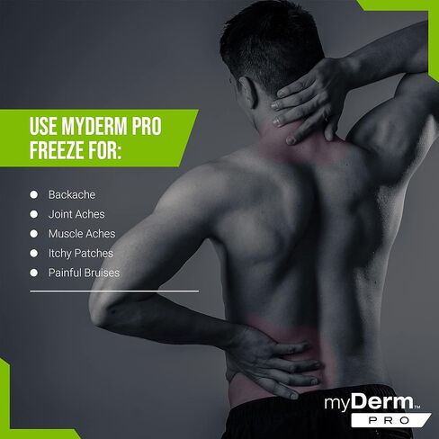 Myderm PRO Freeze Roll-On، 3 أونصة سائلة - قوة إضافية 6٪ مينثول - أسطوانة ICY للمرفقين والمفاصل والعضلات - دعم موضعي بدون استخدام اليدين - صنع في الولايات المتحدة الأمريكية in Kuwait