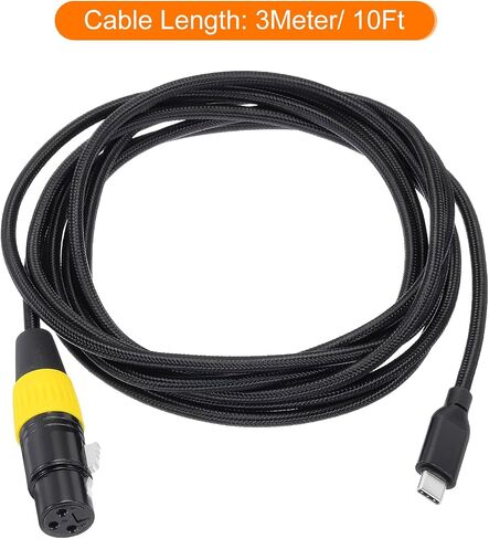 كابل ميكروفون أنثى من MECCANIXITY USB C إلى XLR أنثى، محول موصل سلك أنثى من النوع C إلى XLR للهواتف الذكية اللوحية، 10 أقدام in Kuwait