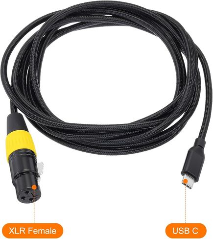 كابل ميكروفون أنثى من MECCANIXITY USB C إلى XLR أنثى، محول موصل سلك أنثى من النوع C إلى XLR للهواتف الذكية اللوحية، 10 أقدام in Kuwait
