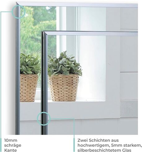 Neue Design Mood Rectangular Bathroom Mirror Wall Mounted (16 x 20 Inch), Double Layer of Glass, Vertical & Horizontal with Beveled Edges for Bathroom Vanity in Saudi Arabia