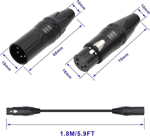 4-Pin XLR to XLR Extension Patch Cable 9.8 Feet,XLR 4 PIN Male to Female Microphone Cord, for Speaker,Microphone and Stage Light(Black,3M) in Saudi Arabia