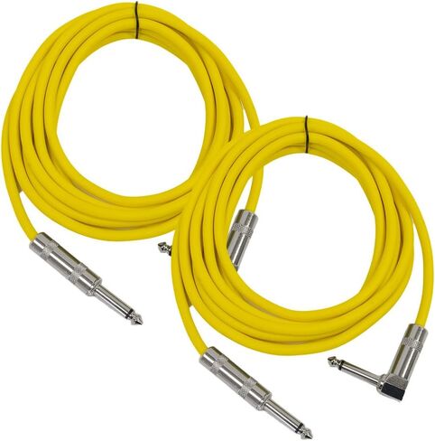 Seismic Audio - SAGC10R-White-2Pack - 2 Pack of 10 Foot White 1/4 Inch TS Right Angle to Straight Guitar Cables 10' Instrument 1/4" Guitar Cords in Saudi Arabia