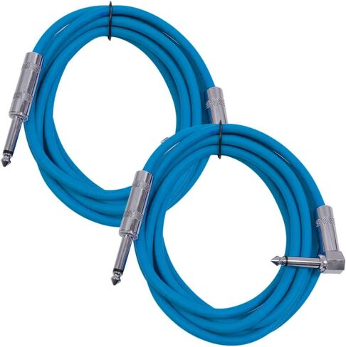 Seismic Audio - SAGC10R-White-2Pack - 2 Pack of 10 Foot White 1/4 Inch TS Right Angle to Straight Guitar Cables 10' Instrument 1/4" Guitar Cords in Saudi Arabia