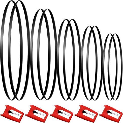 5PCS Record Player Needle Replacement, Turnable Stylus Replacement for Most Victrola Crosley LP ION Vinyl Players Phonograph, with 10PCS Turntable Belt (Red) in Saudi Arabia