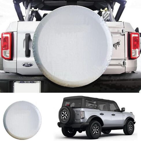 Silver White Spare Tire Cover, Lots of Size for Honda CRV, Toyota RAV4, Suzuki Cars, Fit Most of SUV, Trailer, RV, Truck, Weatherproof Spare Wheel Protector (S: 205/75R15, 215/65R16) in Saudi Arabia